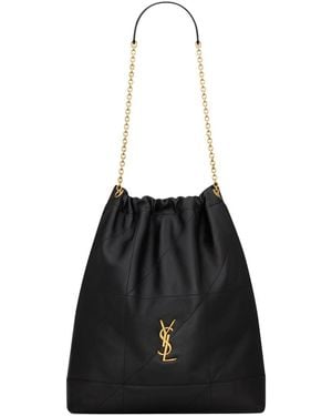 Saint Laurent Pochon Jamie Large Lambskin Shoulder Bags - Black