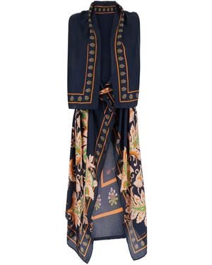 Etro Printed Gilet Silk Scarfs And Foulards - Blue