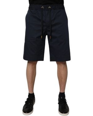 Dolce & Gabbana Dark Blue Cotton Mid Waist Men Bermuda Shorts