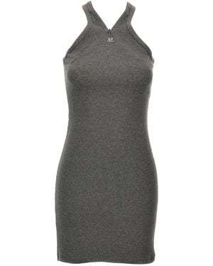 Courreges Cotton Short Dress - Grey