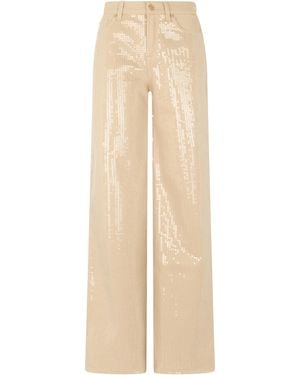 7 For All Mankind Wide-Leg Trousers Cotton - Natural