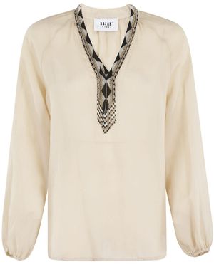 Bazar Deluxe Blusa Nodo Manica Lunga - Natural