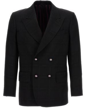 Etro Check Double-Breasted Blazer - Black