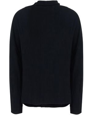 TOTEME Draped Collar Long Sleeve Blouse Viscose Shirt - Blue