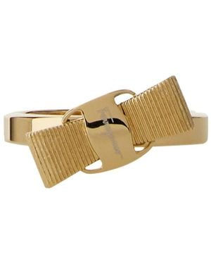 Ferragamo Ring Vara Bow-Tone Brass Rings - Natural