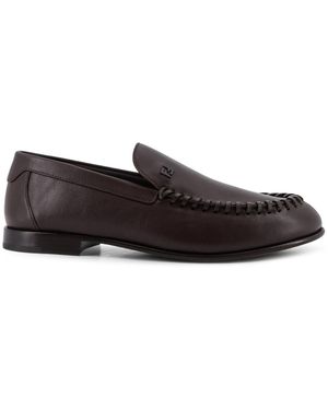 Fendi Flat Shoes Chocolate Pelle - White