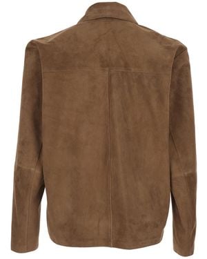 Arma Jacket With Classic Collar - Brown