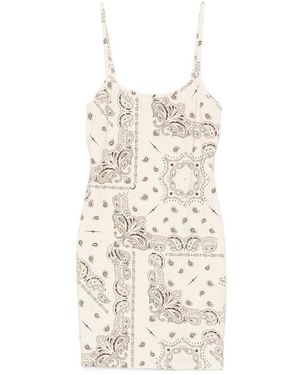 VENUJA Paisley-Print Rhinestone-Embellished Mini Dress - Natural
