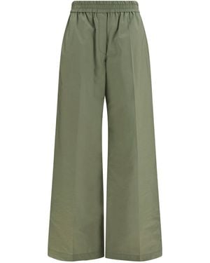 Brunello Cucinelli Trousers With Elasticated Waist Cotton; Polyamide - Green