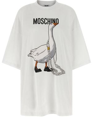 Moschino Goose-Print Cotton Dress - White