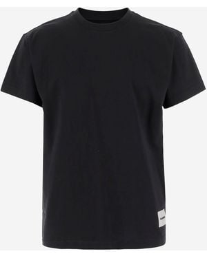 Tシャツ・カットソー JIL SANDER Black Cotton T-Shirt Set Jil Sander Logo T-shirt | Black | FARFETCH