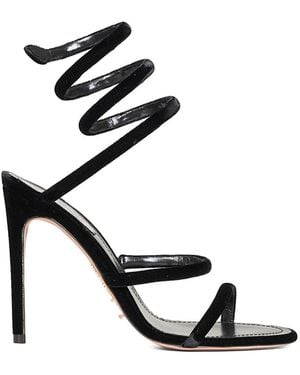 Rene Caovilla Sandals Cleo Velvet Fabric - Black