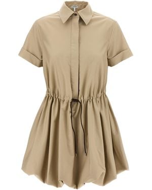 Loewe Leather Drawstring Dress - Natural