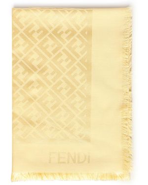 Fendi Ff Jacquard Silk And Wool Shawl - Yellow