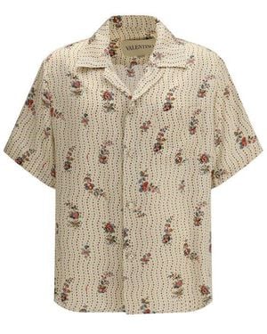 Valentino Multicolour Silk Pattern Shirt - Natural