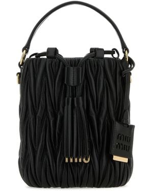 Miu Miu Nappa Leather Bucket Bag - Black