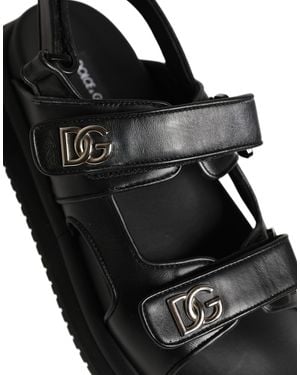 Dolce & Gabbana Dg Logo Sandals Flats Slippers Shoes - Black