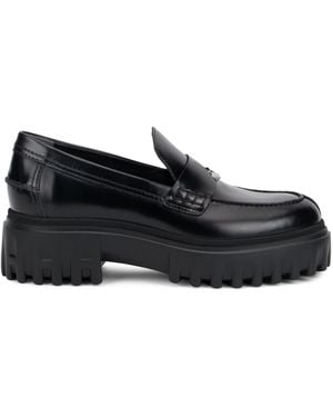 Hogan Leather Slip-On Shoes Calfskin Loafers - Black