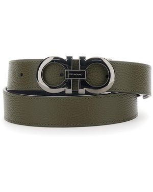Ferragamo Reversible Belt With Gancini Buckle - Green