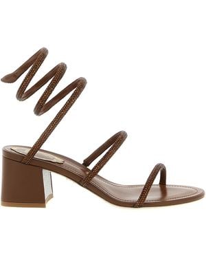 Rene Caovilla Open Toe Heels - Brown