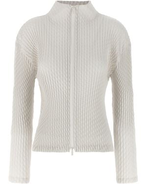Issey Miyake Sleek Pleats Cardigan - White