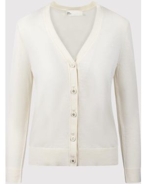 Tory Burch Silk Wool Cardigan - White