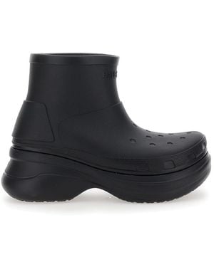 Balenciaga Crocs Ankle Boots With Embossed Logo On The Front - Black