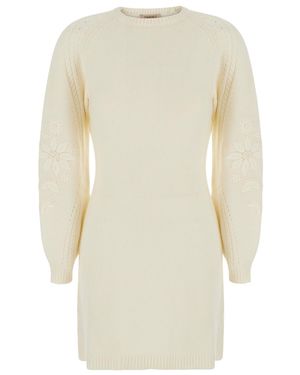 Twinset Long-Sleeved Dress Madreperl Polyamide - White