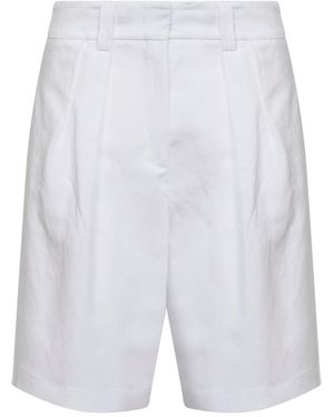 Blanca Vita Viscose And Linen Belsik Bermuda Shorts - White