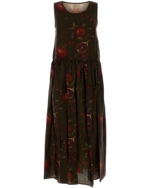 Uma Wang Printed Viscose And Cupro Ardal Dress - Brown