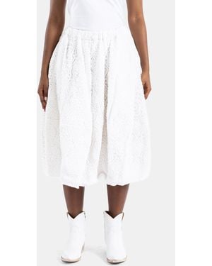 Comme des Garçons Off- Pleated Midi Skirt - White