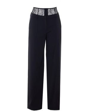 Patrizia Pepe Palazzo Trousers With Lace Waist - Blue