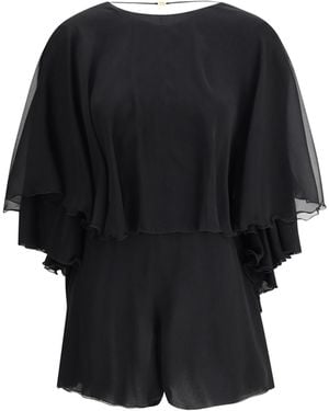 Saint Laurent Silk Crepe Playsuit - Black