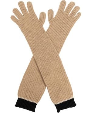 Moschino Two-Tone Ribbed Long Gloves Accessories - Natural
