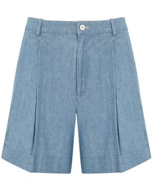 Polo Ralph Lauren Cotton Shorts With Pleats - Blue