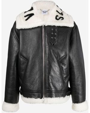 Vetements Leather Jacket With Logo - Black