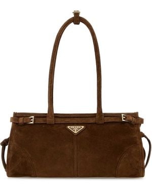 Prada Suede Shoulder Bag - Brown