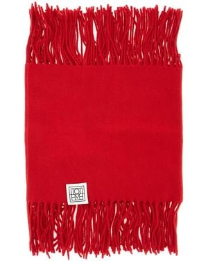TOTEME Scarf Fringed Cashmere Wool Scarfs - Red