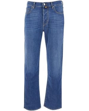 Jacob Cohen Edo Bue Jeans With Logo Embroidery On The Front And Double Logo Patch On The Rear - Blue
