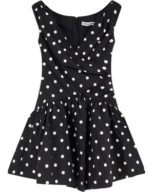 Self-Portrait Polka-Dots Cotton Mini Dress - Black