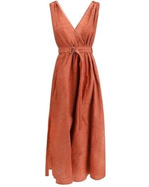 Brunello Cucinelli Midi Dress With Floral Motif - Multicolor