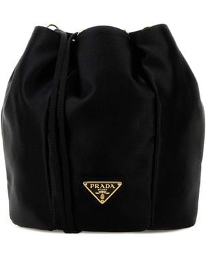 Prada Black Satin Bucket Bag