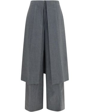 Thelatest Tailored Pants With Draped Skirt Panel, Polyester Pants - Gray