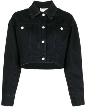 McQueen Cropped Denim Jacket For - Black