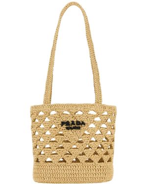 Prada Prada Woven Straw Shoulder Bag - Metallic
