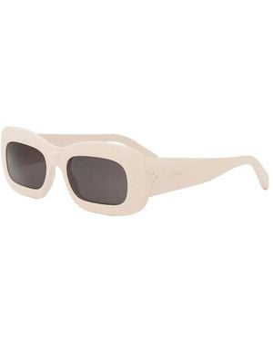 Celine Sunglasses Rectangle Full Rim, Shiny Frame And Lens Cl40294I25A - White