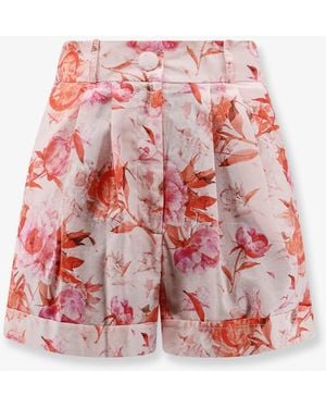 ACTUALEE Printed Cotton Shorts - Red