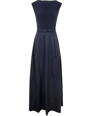 Ralph Lauren Polyester Short Sleeve Evening Gown - Blue