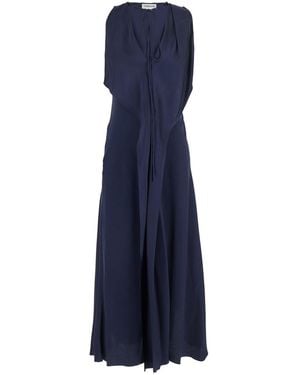 Victoria Beckham Sleeveless Draped V-Neck Midi Dress - Blue