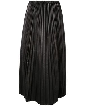 Valentino Pleated Leather Maxi Skirt - Black